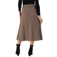 thumbnail image 3 of INSPIRE CHIC Women's Ribbed Knit A-Line Skirts Elastic High Waist Stretchy Sweater Midi Skirt L Medium Brown, 3 of 6