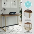 thumbnail image 4 of Martha Stewart Noah Home Office Parsons Desk in Walnut Wood Grain with Polished Brass Metal Frame, 4 of 12