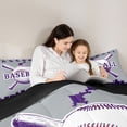 thumbnail image 5 of Homewish Ball Sports Player Bedding Comforter Set, Grey Purple Cartoon Baseball Twin Comforter Sets, Teens Kids Boys Girls Reversible Bedding Set, Breathable Home Decor, 2pcs, 5 of 8