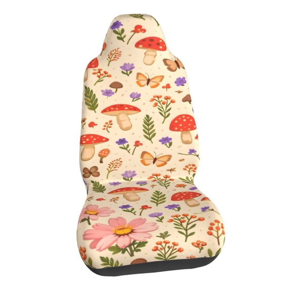 Fall Harvest Wildflower Mushroom Car Seat Covers Stretch Car Seat Protectors Universal Fit