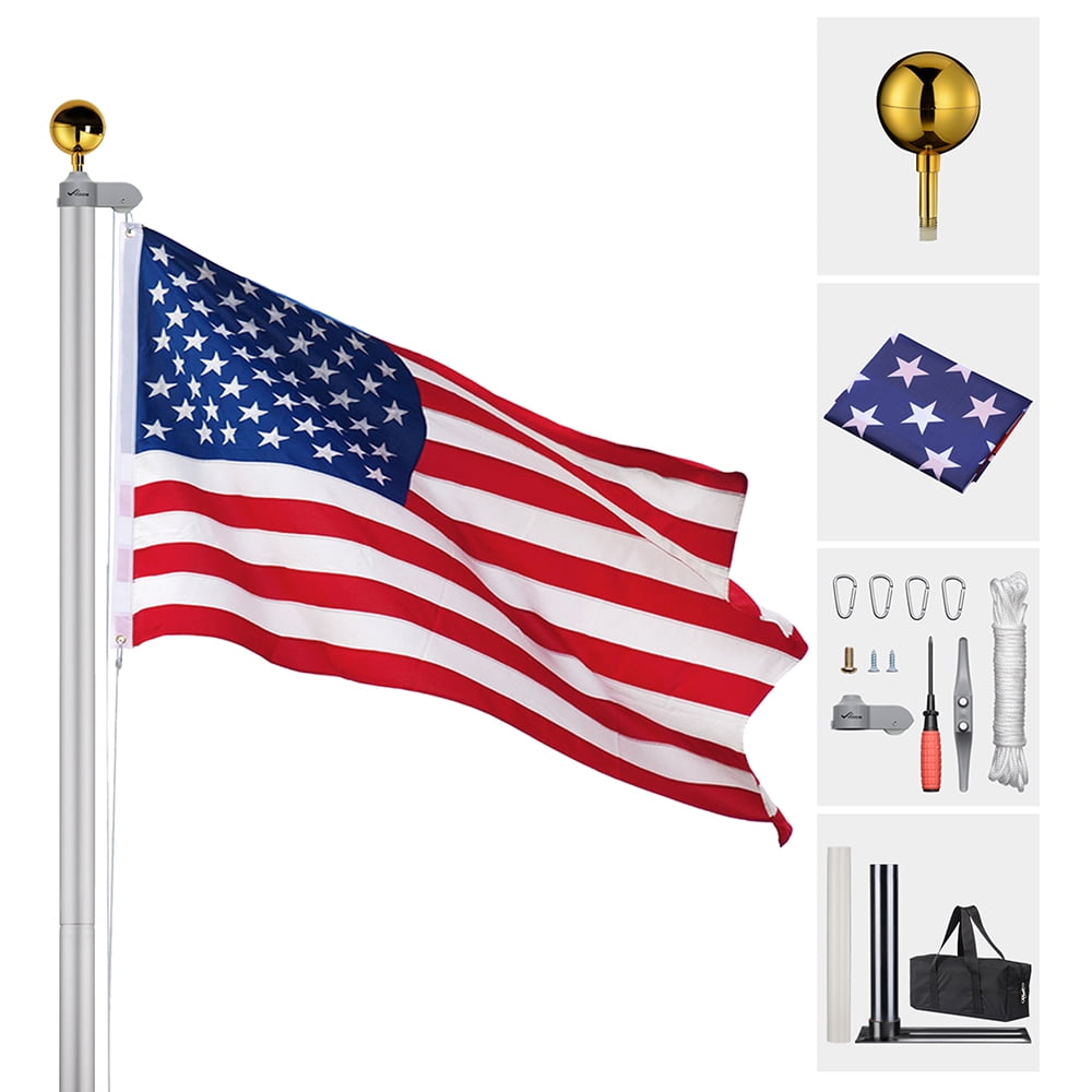 20' Ft Portable Telescoping Tailgating Flag Pole To Go With Hitch Mount 