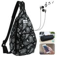 thumbnail image 2 of HAWEE Rope Sling Bag for Women and Men Casual Cross Body Backpack Adjustable Anti-slip Strap/ Bottle Pocket/ Earphone Hole for Travel Hiking Sports, Paisley, 2 of 7