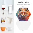 thumbnail image 6 of Zufioo Color Splash Fox Portrait Print Leather Coaster Set, Decorative PVC Coasters 4-pack - Scald and Stain-resistant, Suitable for Home, Cafes, Restaurants-Hexagon, 6 of 6