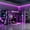 Purple, variant on Twin Size L-Shaped Gaming Loft Bed with RGB LED Lights, Dual Twin Beds, USB Charging Ports & TV Stand, Wood Loft Bedframe Playhouse Bed with Storage Shelves & Reversible Layout