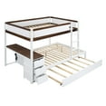 thumbnail image 6 of Harper & Bright Designs Full Over Full Bunk Bed with Trundle and Desk, Solid Wood Bunk Bed Frame with Storage Drawers and shelves for Bedroom, White + Walnut, 6 of 15