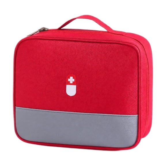 Empty Red 10X8X3.5 Inch Carry Bag, Medical Bag for Travel, Travel Organizer, Medical Supply Organizer, Travel Case, Portable Handheld Design, Durable Fabric for On-The-Go and