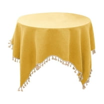 Virelaxpo Rectangular Tablecloth with Tassel Embroidery Decorative Cover for Coffee and Dining Tables in Multiple Color Options
