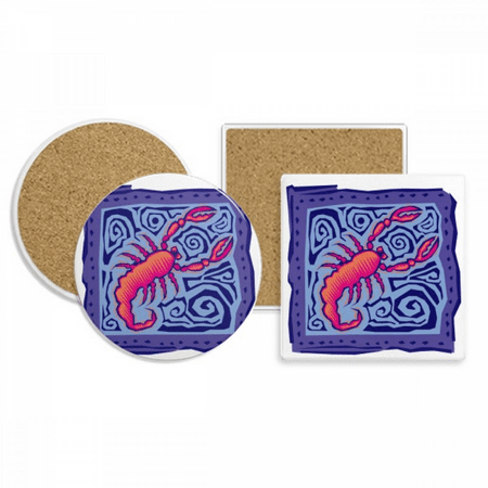 

Constellation Scorpio Mexicon Culture Engraving Coaster Cup Mug Holder Absorbent Stone Cork Base Set
