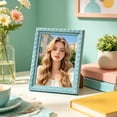 thumbnail image 4 of Dongrere 5x7 Inch Picture Frame Vertical Tabletop Standing Display Frame for Family Wedding Portrait Home Bedroom Desk Shelf Decor, Blue, 4 of 6
