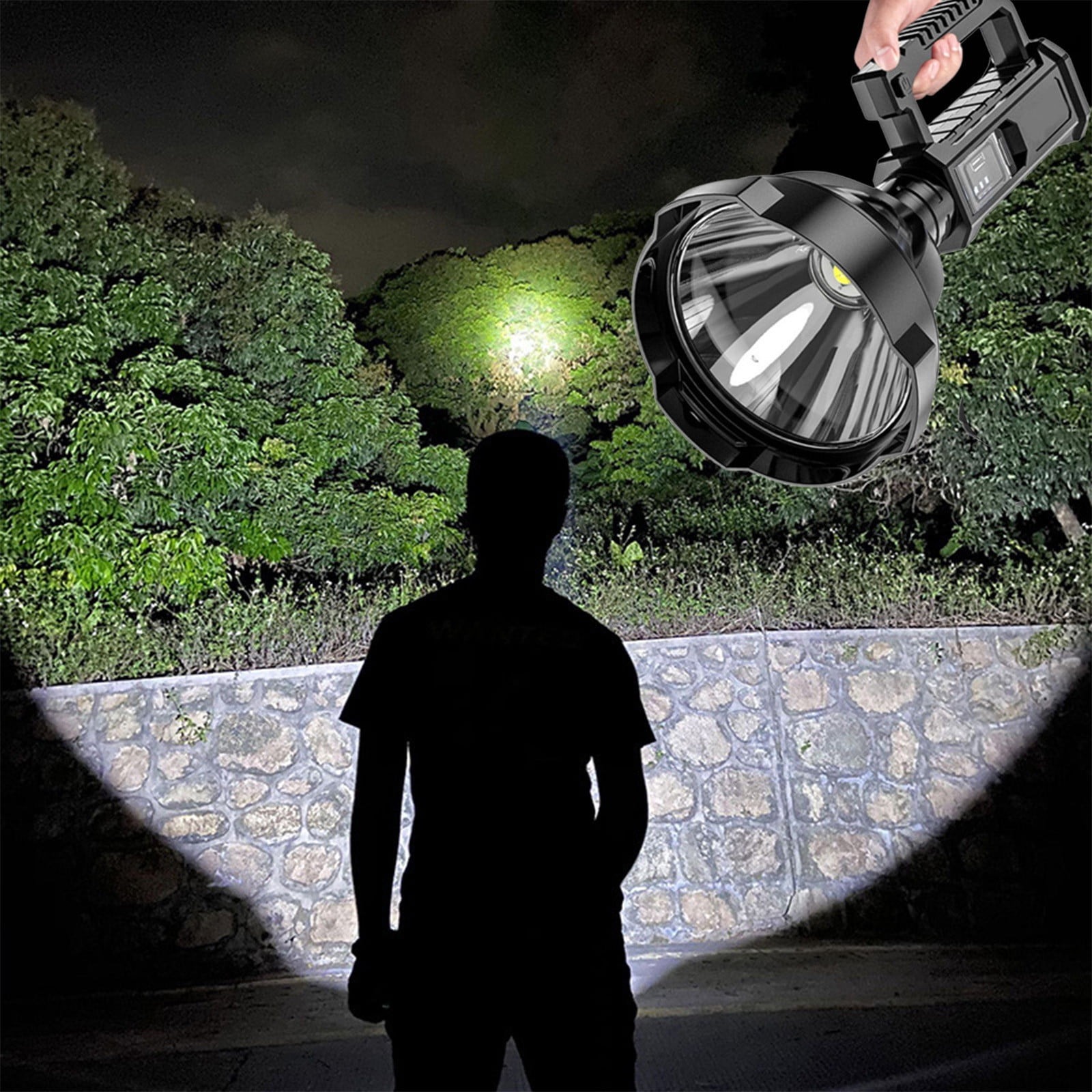 Matoen Rechargeable Spotlight Flashlight, 90000 High lumens IP65 Waterproof Spot Lights Handheld Large Searchlight USB Recharge