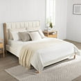 thumbnail image 3 of CHITA Queen Size Upholstered Platform Bed Frame with Headboard,Cream, 3 of 16