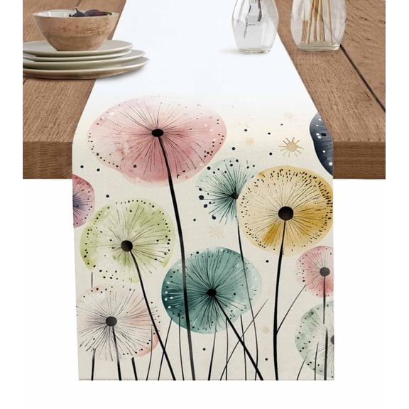 Hokiten Table Runners 120 Inches Long Dress Scarves, Vintage Spring Floral Farmhouse Coffee/Dining/Kitchen Table Runner for Living Room, Abstract Art Pastoral Flowers 13x120 Inch