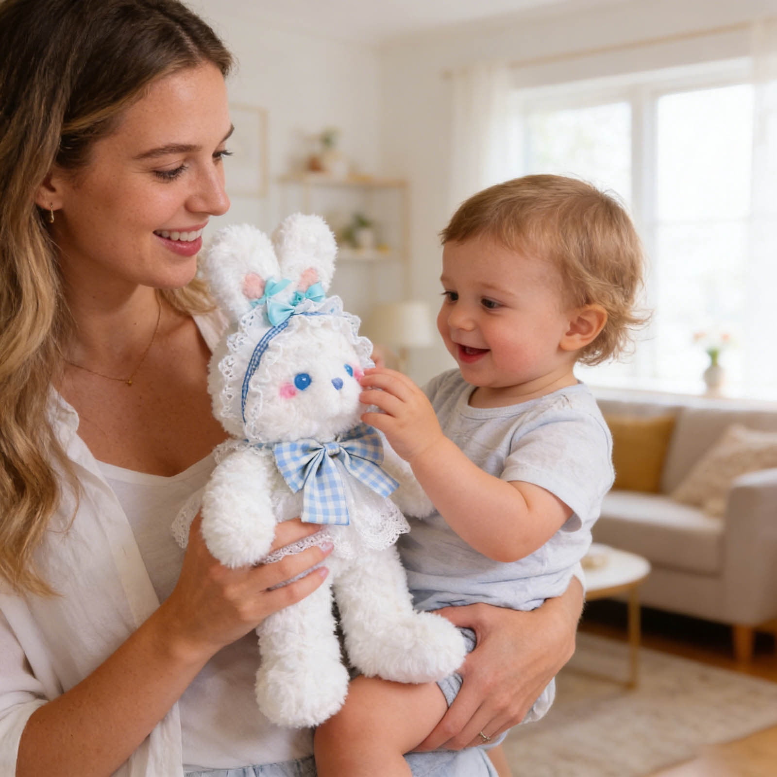 Easter Bunny Plush Toy, Cute Floppy Rabbit Stuffed Animal Doll, Soft Huggable Bunny for Bedtime Snuggles, Spring Festival Decor, Birthday Gift for K-ids, Easter Basket Stuffer