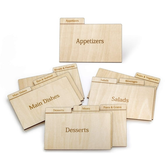Prosumers Choice Real Wood Recipe Organizer Categorized By Specialty For 3X5