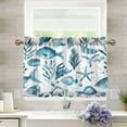 thumbnail image 6 of Ryvnso Watercolor Fish Seaweed Half Curtains Sets Tier 2 Panels Short Curtain Rod Pocket 27"W x 24"L, 6 of 7
