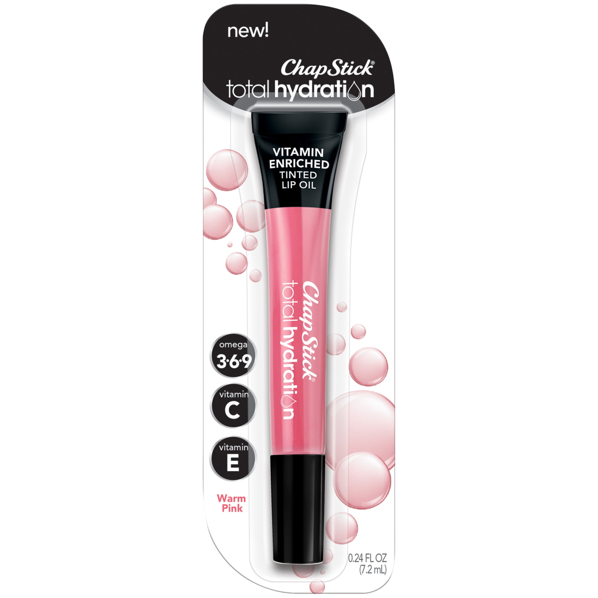 ChapStick Total Hydration Vitamin Enriched Warm Pink Tinted Hydrating Lip Oil Tube - 0.24 Oz