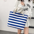 thumbnail image 6 of Hvmvliv Women Striped Canvas Beach Bag,Large Capacity Casual Tote Handbag and Shoulder Bag,Reusable Beach Purse for Beach,Travel,Shopping,Size 13.8X13in Blue, 6 of 9