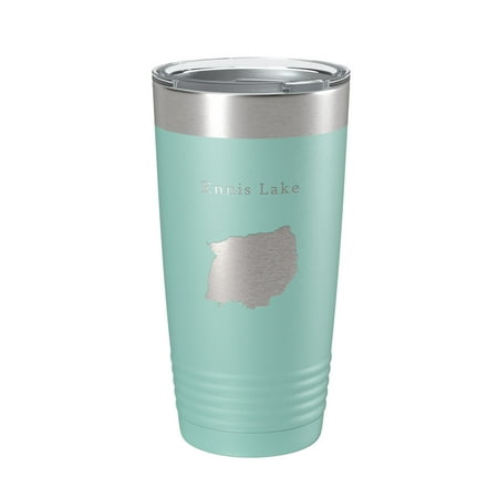 

Ennis Lake Map Tumbler Travel Mug Insulated Laser Engraved Coffee Cup Montana 20 oz Teal