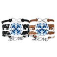 thumbnail image 1 of Pulsera de cuerdas de cuero decorativos Marruecos patron de flor azul Unbranded, 1 of 3