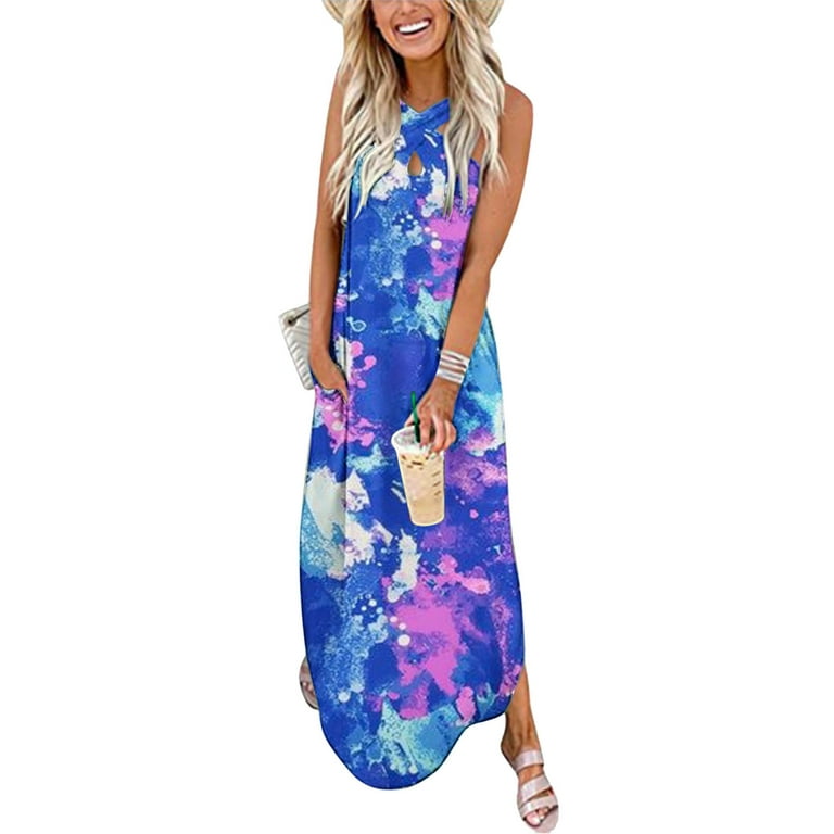 Maxi Dress for Women, Women's Casual Loose Sundress Long Dress Sleeveless  Split Maxi Dresses 2023 Summer Beach Dress with Pockets Prime Deal Of The  Day Today Only 1 Dollar Toys #5 