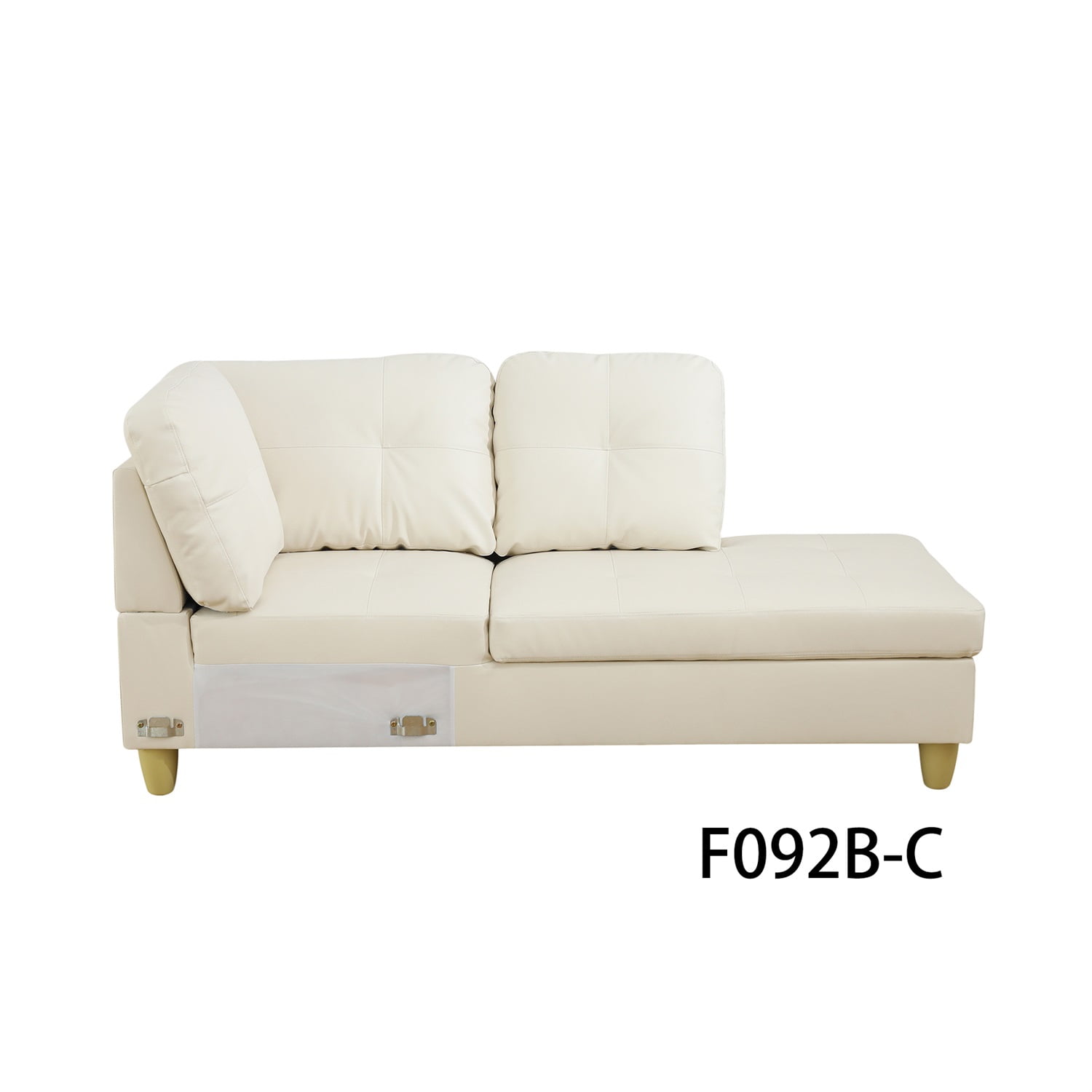 Hommoo Faux Leather L-Shaped Sectional Sofa, Modern 4-Seat Couches and Sofas Set, Living Room Furniture Sets for Home& Office, White(No Ottomans)