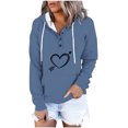 thumbnail image 2 of ICHUANYI Liquidación Blusa de manga larga con bolsillo impreso a la moda para mujer Tops casuales Sudadera con capucha con botones ICHUANYI WER202308246688, 2 of 6