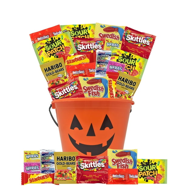 Pumpkin Halloween Candy Basket for Kids, Filled with 2lb Candy Variety Pumpkin Halloween Candy Basket for Kids, Filled with 2lb Candy Variety
