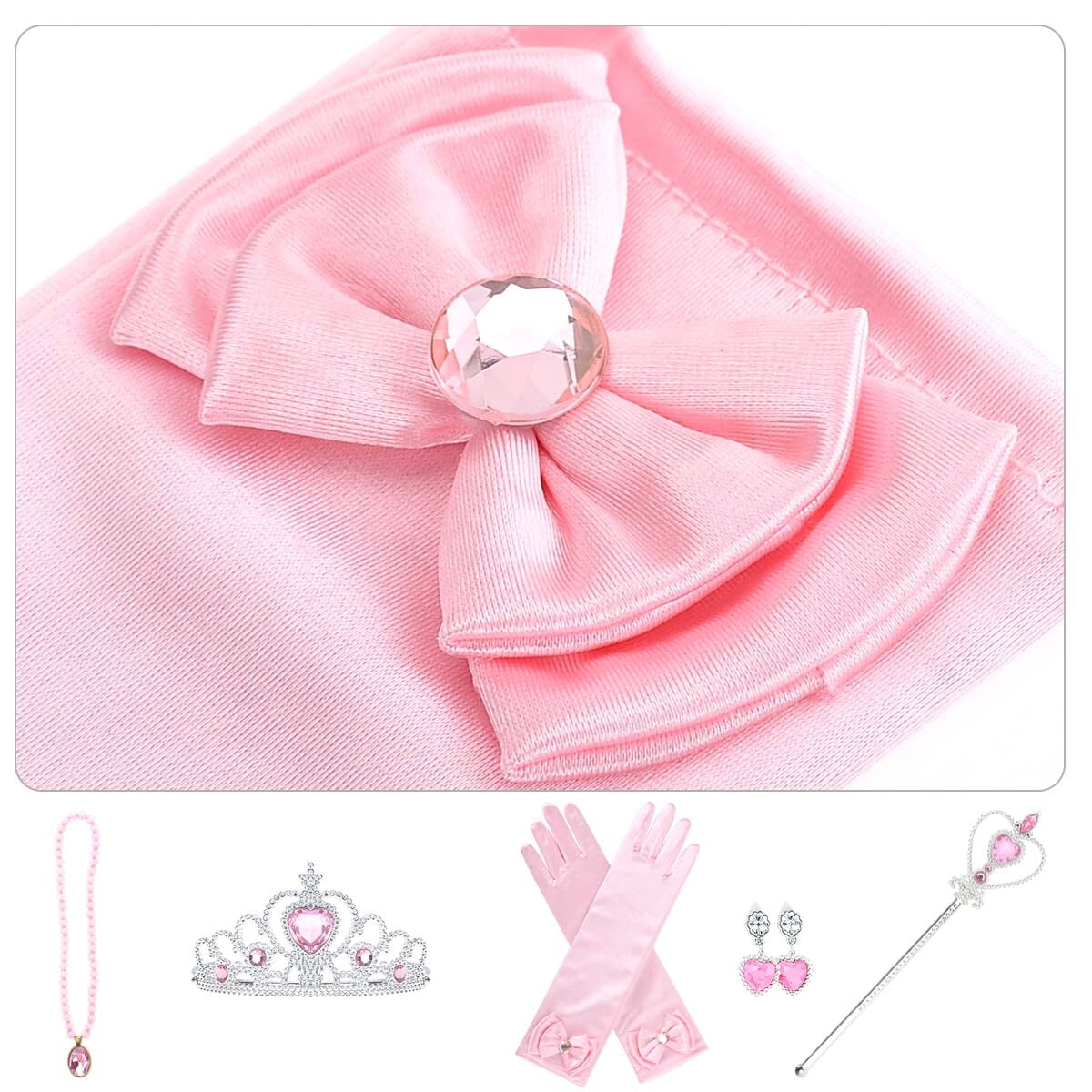 URAQT 6 Pièces Accessoires de Costume Anna avec Couronne, Baguette, Gants, Tresse, Boucles d'Oreilles Vertes et Bague pour Noël, Fêtes d'Anniversaire, Halloween, Noël, Cosplay