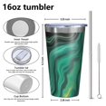 thumbnail image 4 of 16oz Tumblers Green Marble Color Flow Pattern Stainless Steel Vacuum Insulated Double Wall Travel Tumbler Cups Mug with Lid and Straw,Cleaning Brush for Coffee,Tea, 4 of 4
