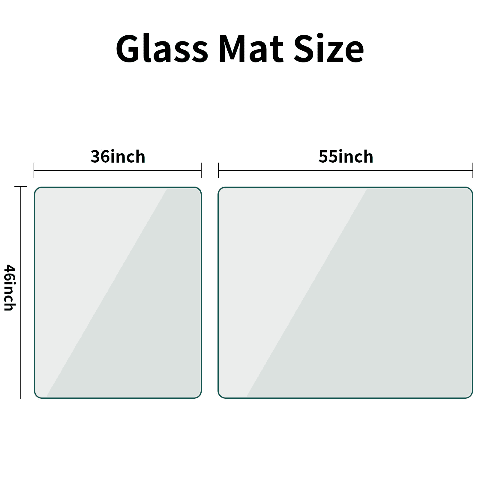 GRAHMCY 46"x55" Office Chair Glass Mat Tempered Glass Mat for Carpeted or Hardwood Floors,Clear