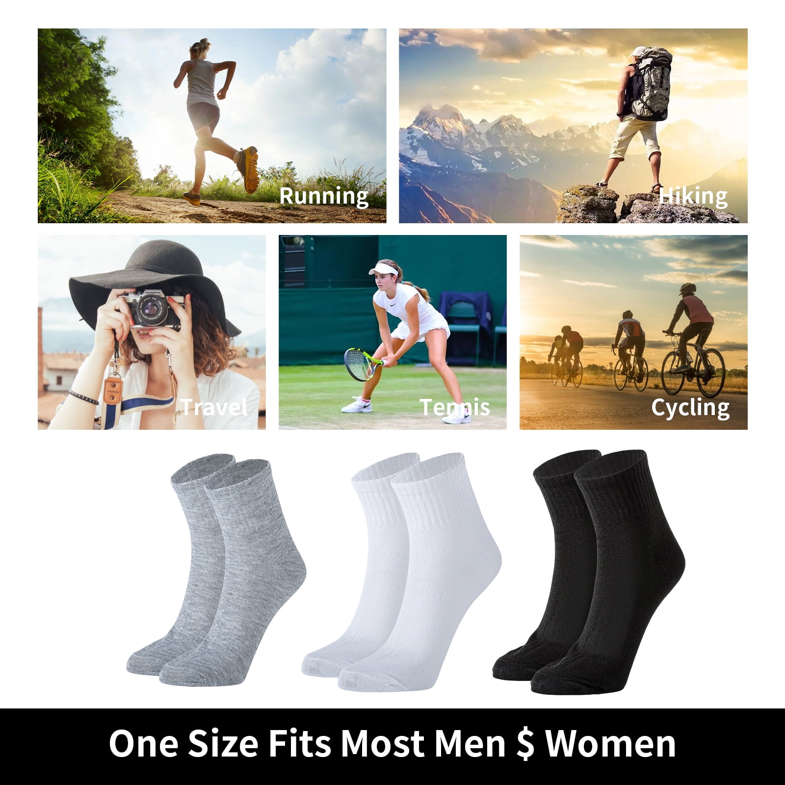 Sophproton 150 Pairs Men's Socks Bulk Quarter Socks Moisture Wicking Socks Casual Sports Ankle Socks Bulk for Homeless  Men Women