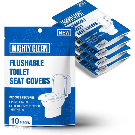 Mighty Clean Flushable Toilet Seat Covers for Adults and Kids, Biodegradable Toilet Cover, XL, 50 Count
