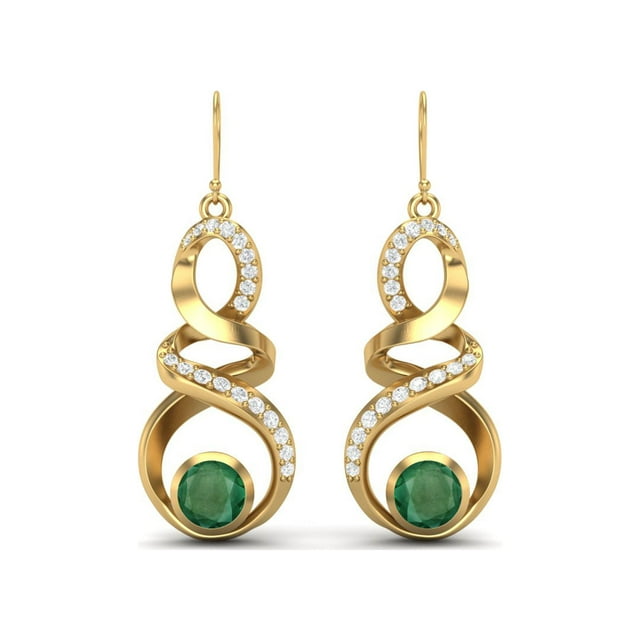 5mm Rond Émeraude 925 Argent Sterling Or vermeil Infini Femmes Boucles d'Oreilles de Mariage