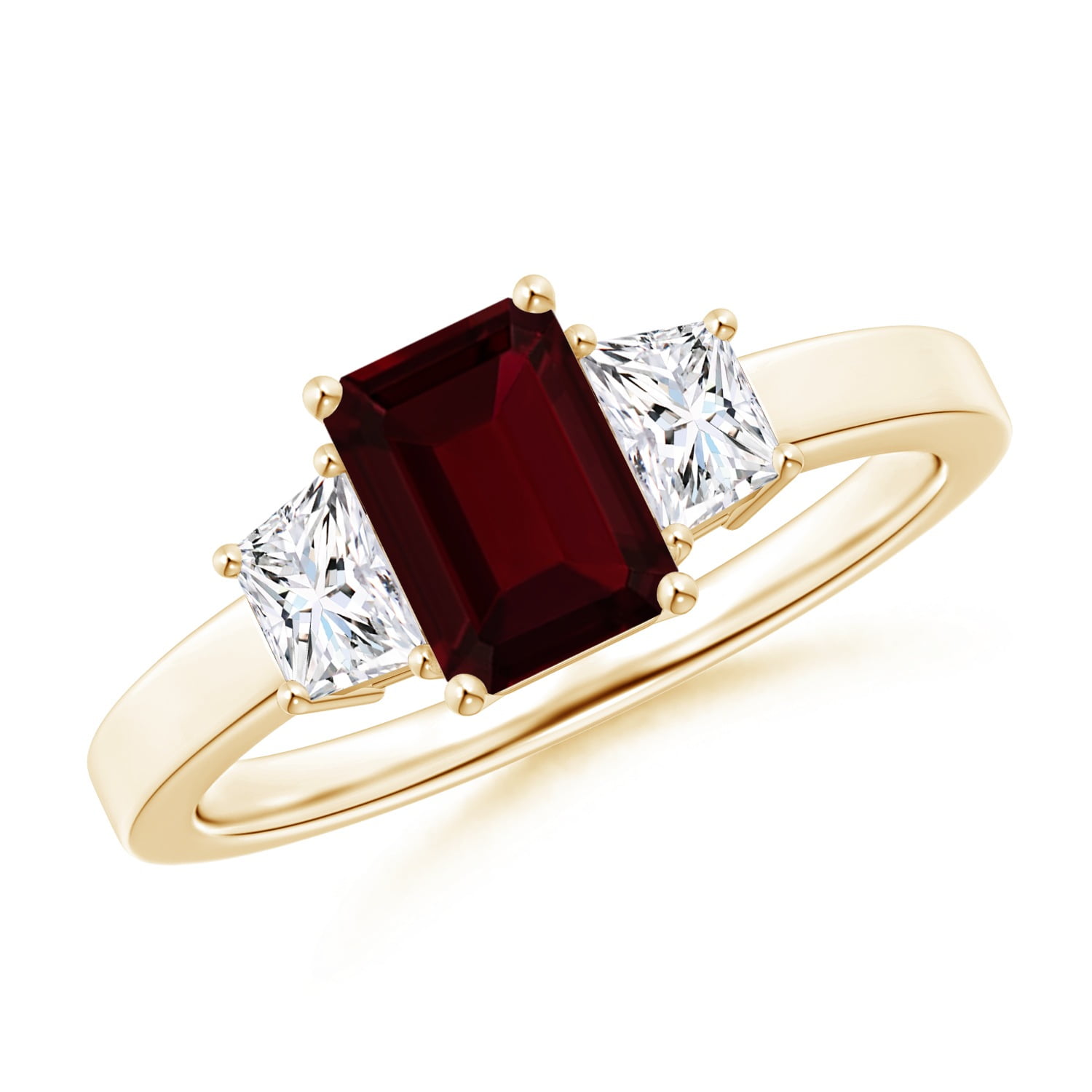 Angara - Valentine Jewelry Gift - Garnet and Diamond Three Stone Ring