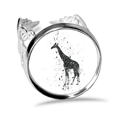 thumbnail image 1 of Anillo de compromiso de boda ajustable Unbranded jirafa simple blanco y negro, 1 of 3