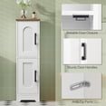 thumbnail image 5 of Small Bathroom Storage Cabinet, Farmhouse Corner Floor Storage Cabinet with 2 Doors and Adjustable Shelves, Toilet Paper Cabinet for Small Spaces, 7.9" D x 7.9" W x 30.7" H, White and Walnut, 5 of 7