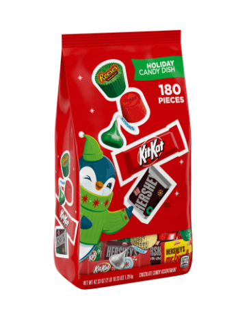 Hershey Assorted Chocolate Flavored, Christmas, Candy Bulk Bag, 180 ct.