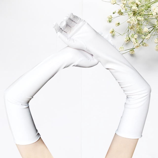 Guantes de cuero, guantes elásticos de 21 pulgadas, disfraz blanco Hugo Guantes largos