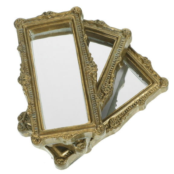 GOOHOCHY Craft Mirror Decor Golden 3Pcs 1.7x1x0.04In