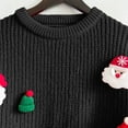 thumbnail image 5 of BangWanChi Christmas Sweater for Women 2024 Winter Women's Christmas Printing Splicing Round Neck Long Sleeve Line Sweater Tops, 5 of 5
