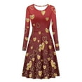 thumbnail image 4 of Renewold Comfy Women Dresses for Special Occasions Valentine's Day Gifts Gold Hearts Long Sleeve Knee Length Jumpskirt Size 3XL Elastic High Waistline Red Skater Dress, 4 of 7