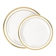 thumbnail image 3 of 50 platos de plástico para la cena con borde plateado y dorado, 25 platos para la cena de 6 pulgadas y 25 platos para ensalada de 9 pulgadas para fiestas., 3 of 8