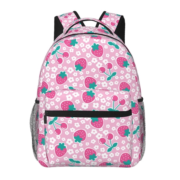 Disketp Cherry Strawberry Mochila Estampada para Hombre y Mujer – Mochila Ligera Clásica con Múltiples Bolsillos para Universidad, Trabajo y Viajes-One Size