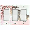 thumbnail image 1 of Metal Light Switch Plate Cover Japanese Pink Sakura Flower House Brown FLW127, 1 of 13