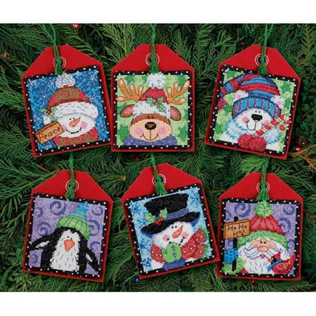 UPC: 0088677088422 | Dimensions Christmas Pals Counted Cross Stitch Ornament Kit  Set of 6  Each 4.5 inches tall  Multicolor