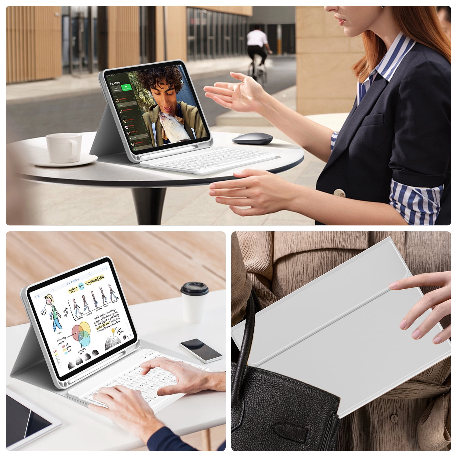 GKABXY Magnetic Keyboard Case for iPad A16 11th /10th Generation 2025/2022 with Pencil Holder 10.9/11 Inch, Magnetic Detachable Wireless Bluetooth Multi-Angle Stand Rechargeable Keyboard Case, Gray
