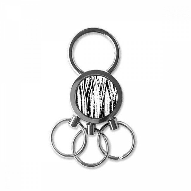 brushwork vertical line texture stainless steel metal key holder chain keychain