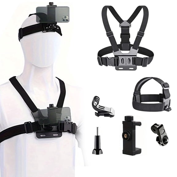 Phone Chest Mount,Chest Phone Holder for Filming,Mount Head Strap Holder Kit for Vlog/Pov,Compatible with Phone,Gopro Hero,Dji Osmo Action Cameras