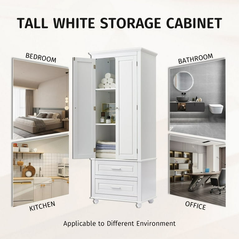 GZXS 2 Door/2 Drawer Storage Cabinet - White, 24
