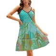 thumbnail image 1 of Robe Évasée Récif de Corail par Hollyce Jeffriess Robe Col Carré Élégante Mode Féminine Robe Imprimée Plage Mer Tropicale Corail, 1 of 5